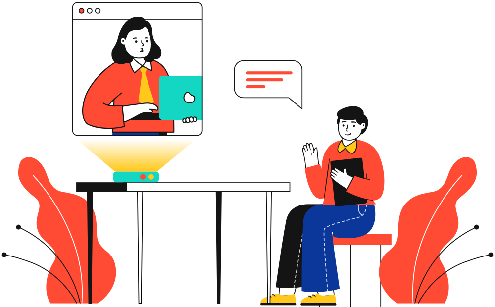 Team members having a video call