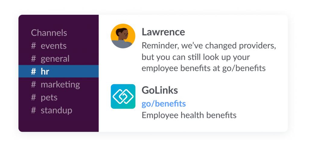 GoLinks in Slack channel