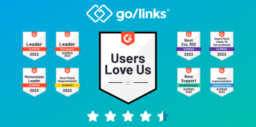 GoLinks G2 Summer 2022 badges and star rating