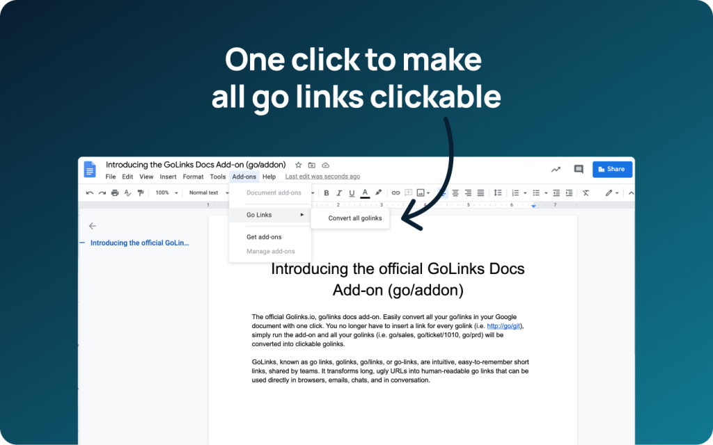 GoLinks G-Suite Integrations: Google Docs