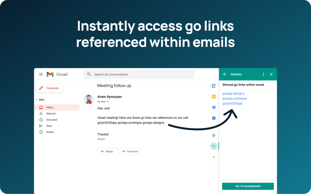 GoLinks G-Suite Integrations: Gmail