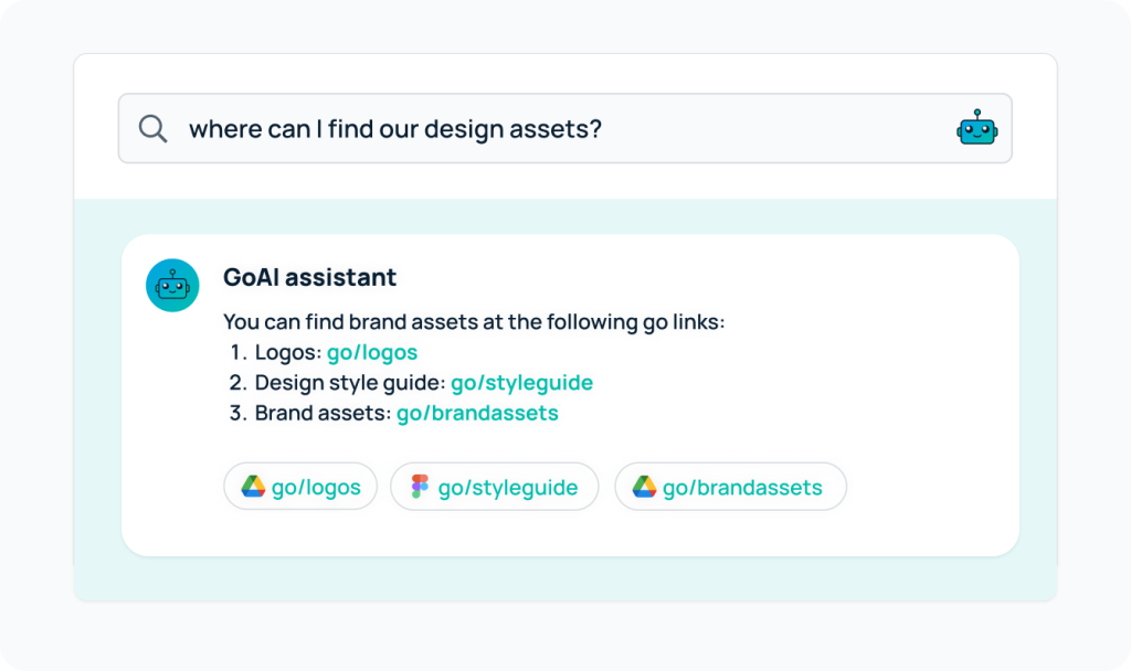 Use GoLinksGPT (Gen AI) to easily access design assets and simplify workflows. 