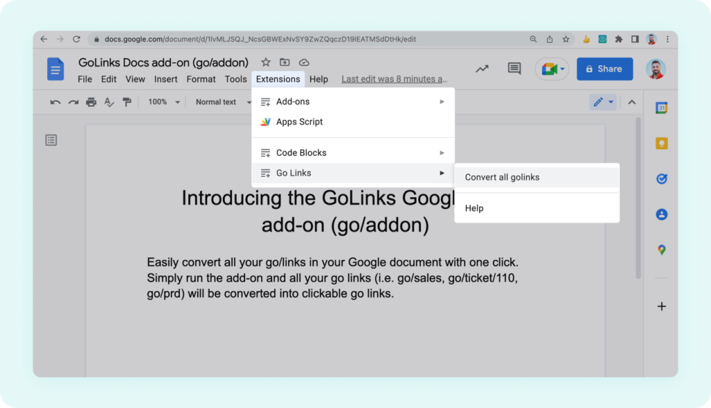 Google Docs Hacks: GoLinks extension 