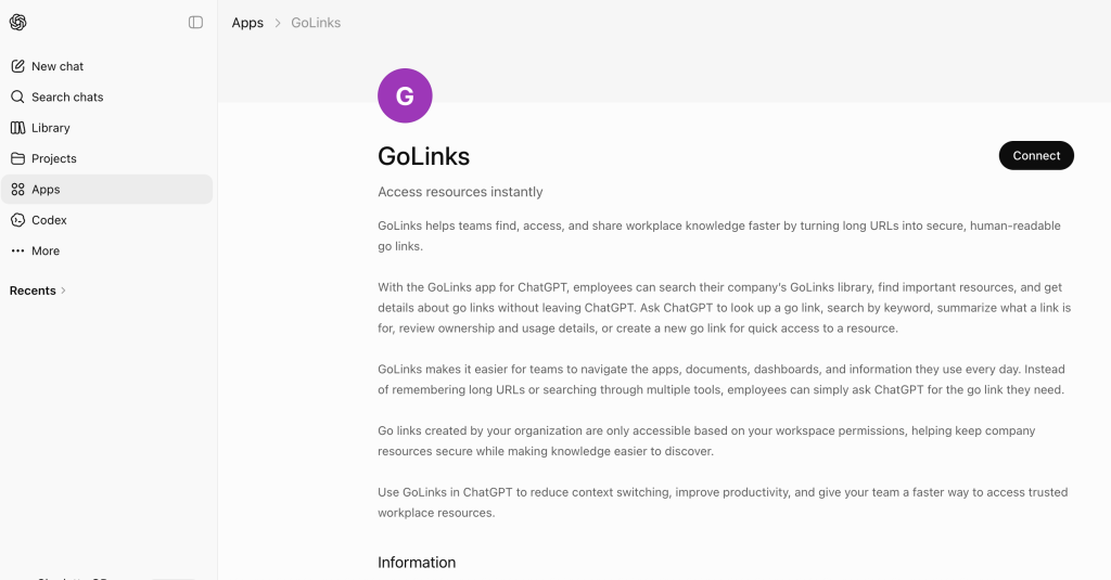 GoLinks ChatGPT App