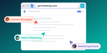 GoLinks go/marketing-sync shortcut shown in a browser with three team members tagged by role