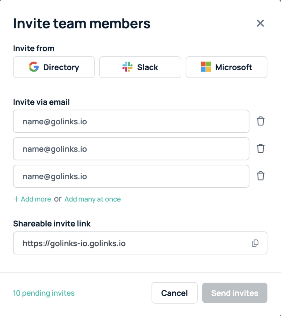 invite team members from company directory