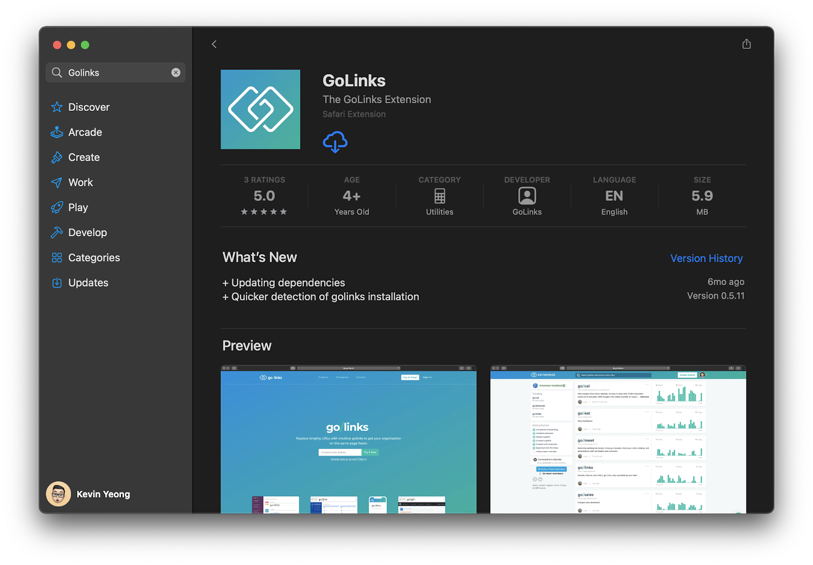 The GoLinks® Help Center Safari browser extension
