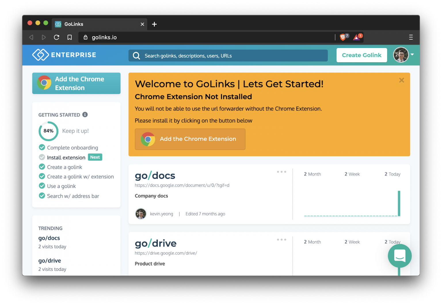 The GoLinks® Help Center Brave browser extension