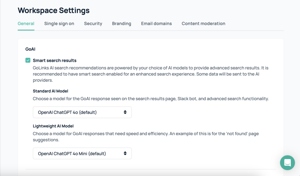 workspace settings