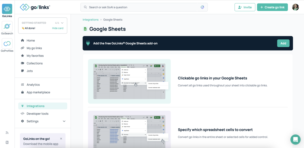 google sheets integration