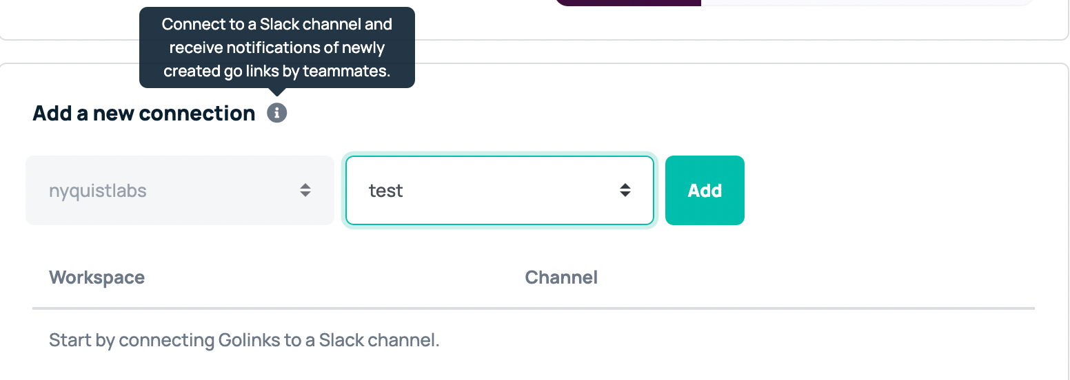 Connect a Slack channel for go link creation notifications