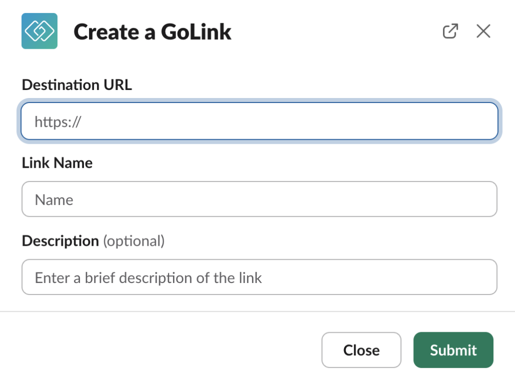create a golink modal